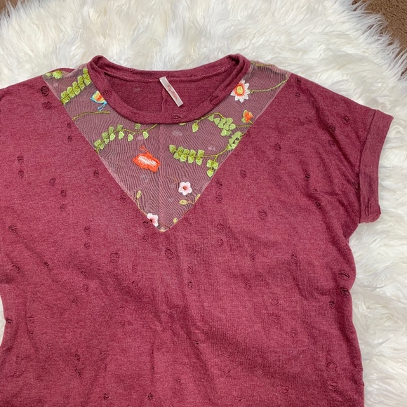 My Story Wine Burgundy Boho Sheer Soft Top Large - Picture 5 of 6
